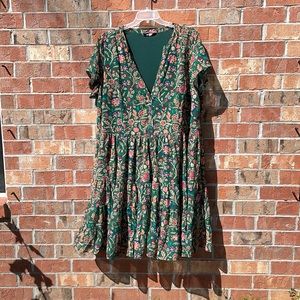 EShakti Dress Custom see photos for measurements Green Floral layered ruffles